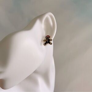 Gingerbread Man Christmas Holiday Gold Stud Earrings